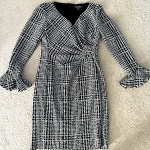 Lauren by Ralph Lauren Black and White tweed dress. Size 8P.